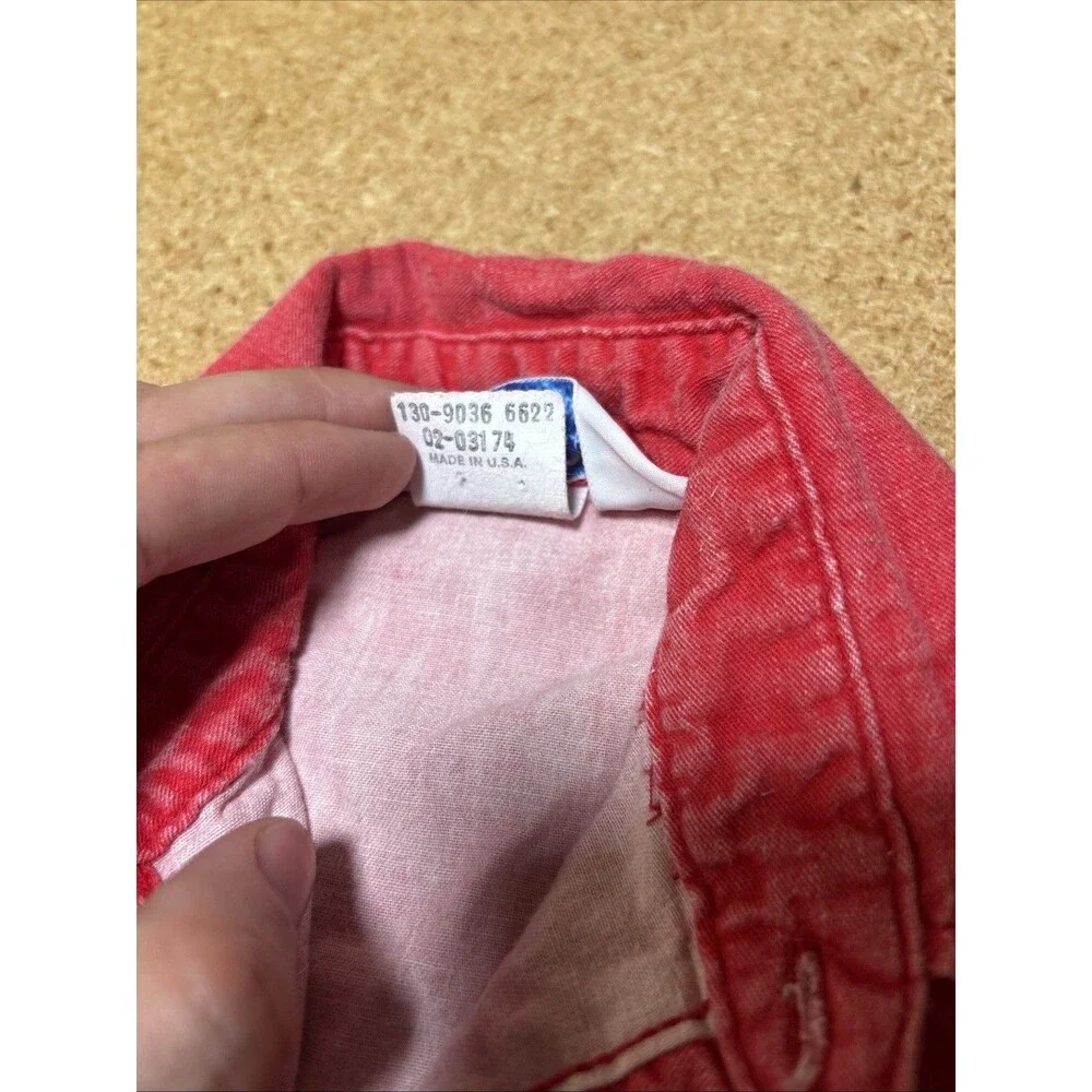 Vintage Oshkosh B'Gosh Kid 4T Cotton Denim Red Long Sleeve Shirt D1